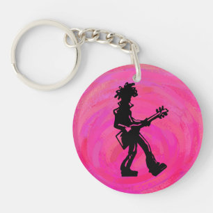 New York Boogie Nights Guitar Hot Pink Key Ring