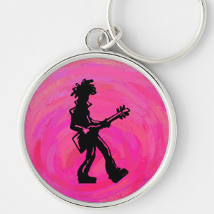 New York Boogie Nights Guitar Hot Pink Key Ring