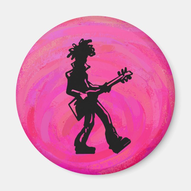 New York Boogie Nights Guitar Hot Pink Magnet (Front)