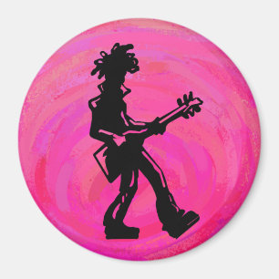 New York Boogie Nights Guitar Hot Pink Magnet
