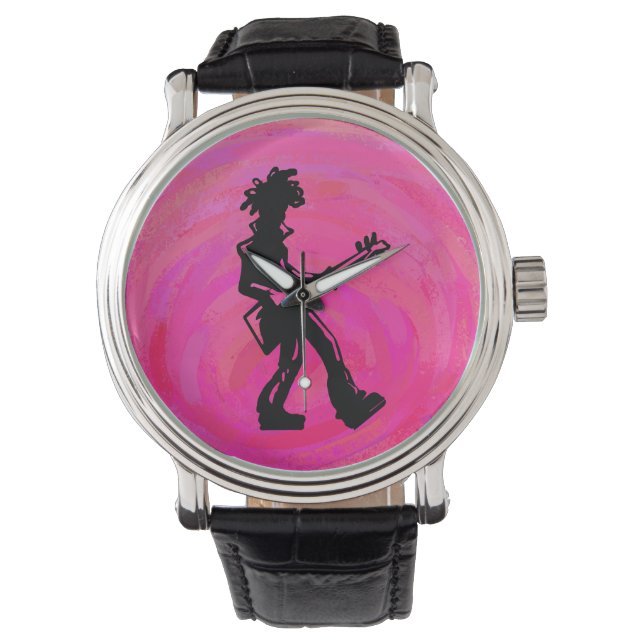 New York Boogie Nights Guitar Hot Pink Watch (Front)