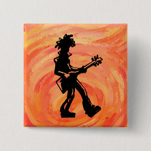 New York Boogie Nights Guitar Orange 15 Cm Square Badge