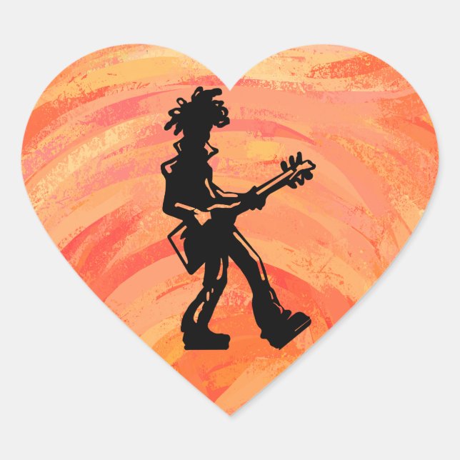 New York Boogie Nights Guitar Orange Heart Sticker (Front)