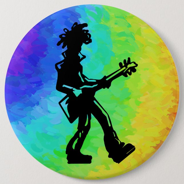 New York Boogie Nights Guitar Rainbow 6 Cm Round Badge (Front)