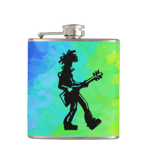 New York Boogie Nights Guitar Rainbow Hip Flask
