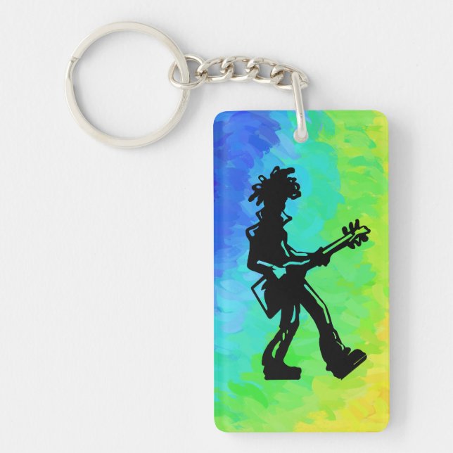 New York Boogie Nights Guitar Rainbow Key Ring (Front)
