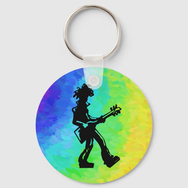 New York Boogie Nights Guitar Rainbow Key Ring (Front)