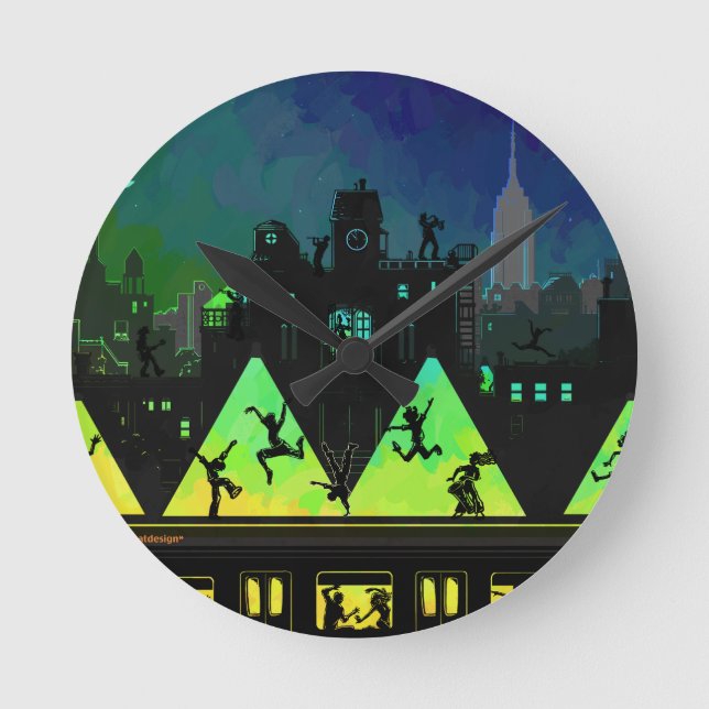 New York Boogie Nights Round Clock (Front)