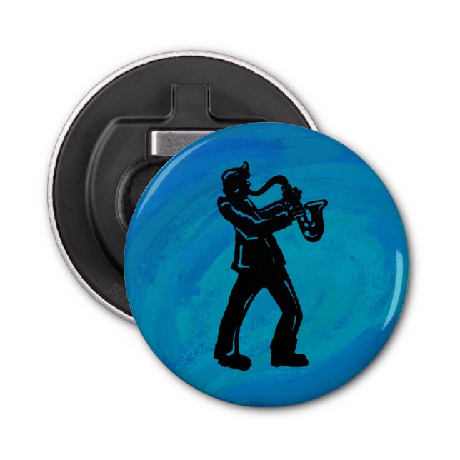 New York Boogie Nights Saxophone Blue Bottle Opener (Front)