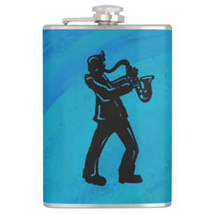 New York Boogie Nights Saxophone Blue Hip Flask