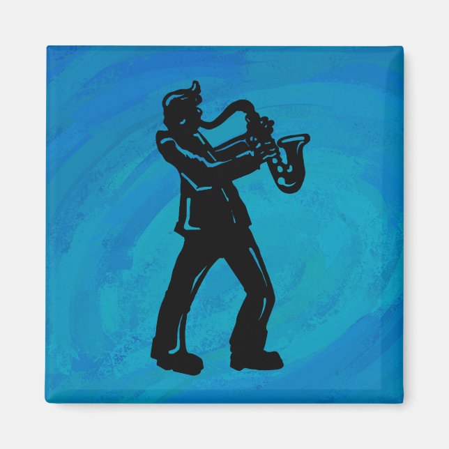 New York Boogie Nights Saxophone Blue Magnet (Front)