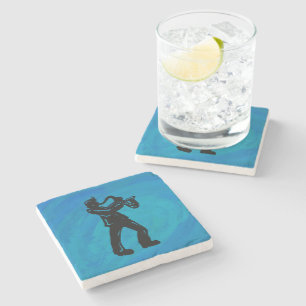 New York Boogie Nights Saxophone Blue Stone Coaster