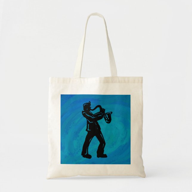 New York Boogie Nights Saxophone Blue Tote Bag (Front)