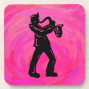 New York Boogie Nights Saxophone Hot Pink Coaster