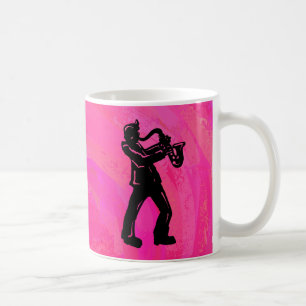 New York Boogie Nights Saxophone Hot Pink Coffee Mug