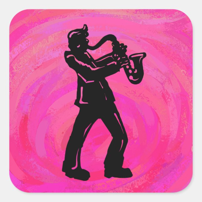 New York Boogie Nights Saxophone Hot Pink Square Sticker (Front)