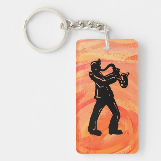 New York Boogie Nights Saxophone Orange Key Ring (Front)