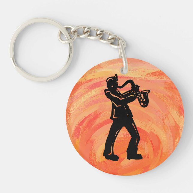 New York Boogie Nights Saxophone Orange Key Ring (Front)