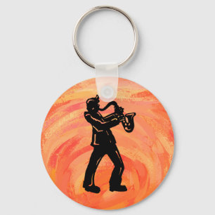 New York Boogie Nights Saxophone Orange Key Ring