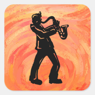 New York Boogie Nights Saxophone Orange Square Sticker
