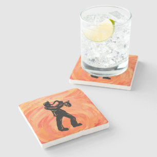 New York Boogie Nights Saxophone Orange Stone Coaster