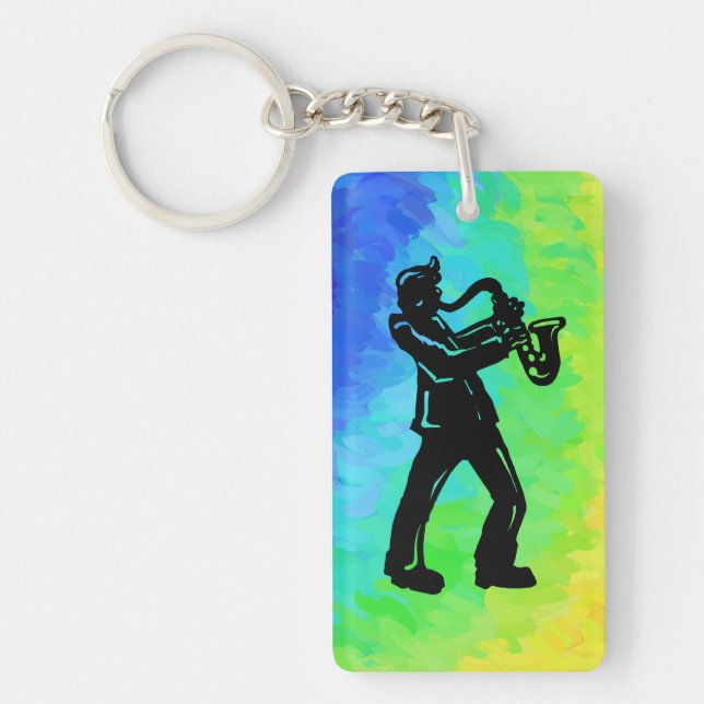 New York Boogie Nights Saxophone Rainbow Key Ring (Front)