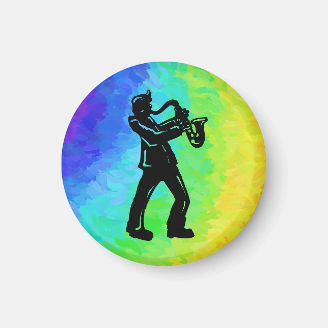 New York Boogie Nights Saxophone Rainbow Magnet (Front)