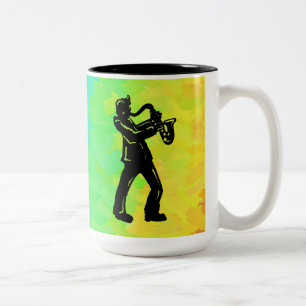 New York Boogie Nights Saxophone Rainbow Two-Tone Coffee Mug