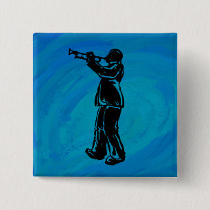 New York Boogie Nights Trumpet Blue 15 Cm Square Badge