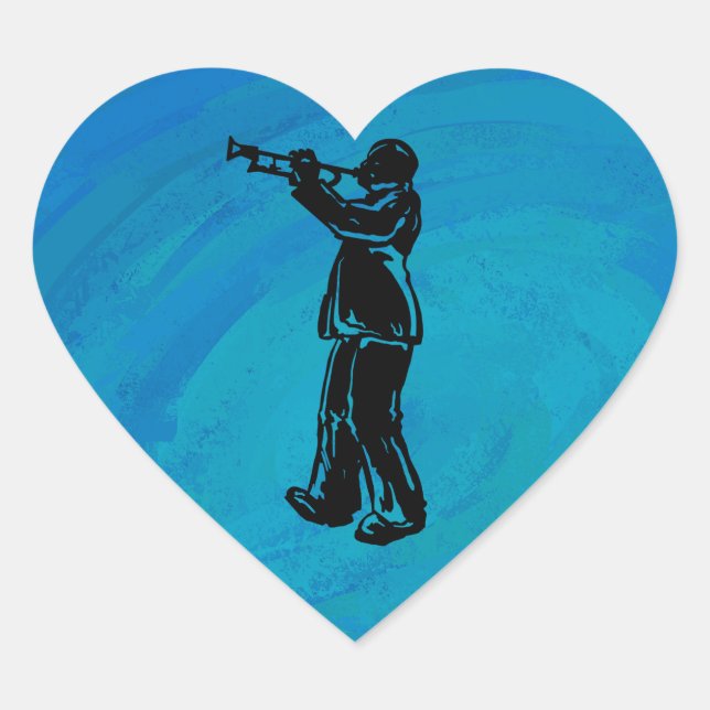 New York Boogie Nights Trumpet Blue Heart Sticker (Front)