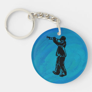 New York Boogie Nights Trumpet Blue Key Ring