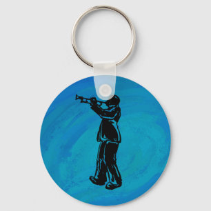 New York Boogie Nights Trumpet Blue Key Ring