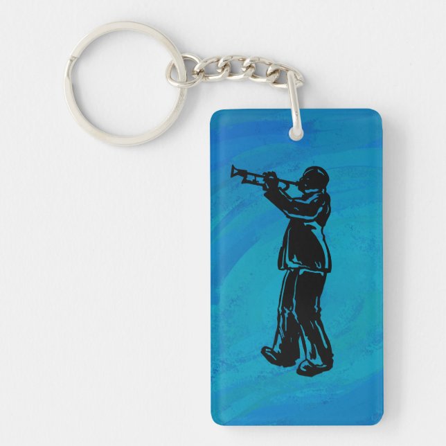 New York Boogie Nights Trumpet Blue Key Ring (Front)