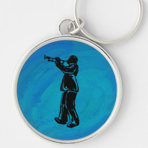 New York Boogie Nights Trumpet Blue Key Ring