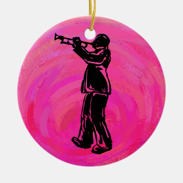 New York Boogie Nights Trumpet Hot pink Ceramic Ornament (Front)