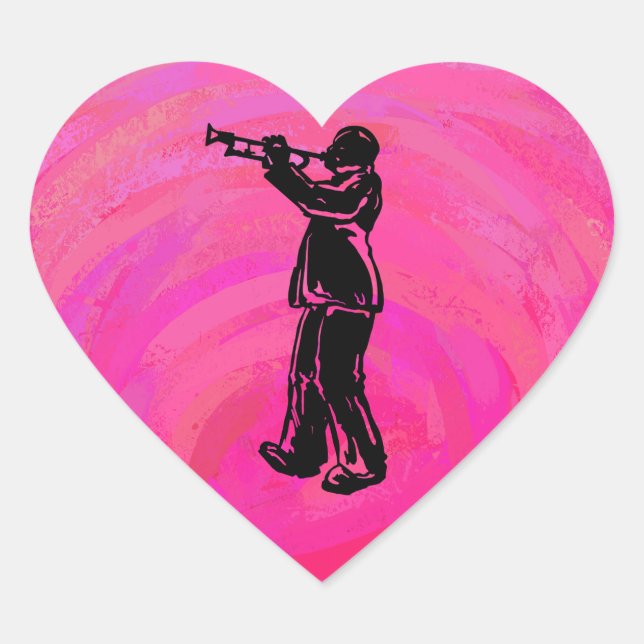 New York Boogie Nights Trumpet Hot pink Heart Sticker (Front)