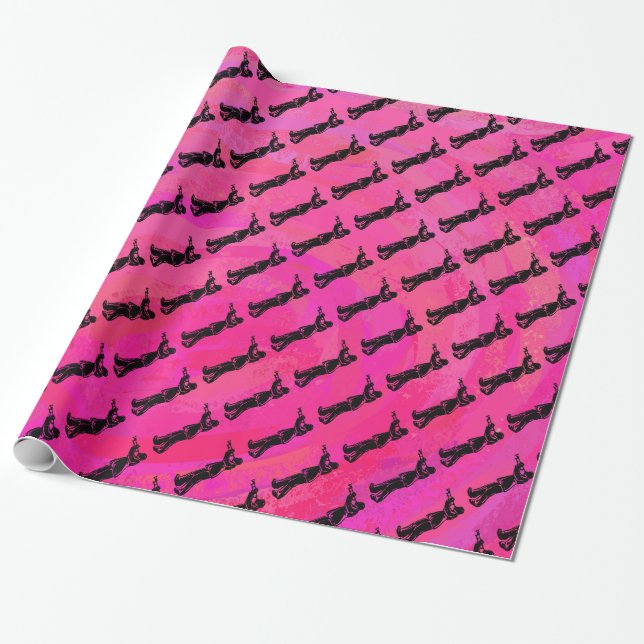New York Boogie Nights Trumpet Hot pink Wrapping Paper (Unrolled)
