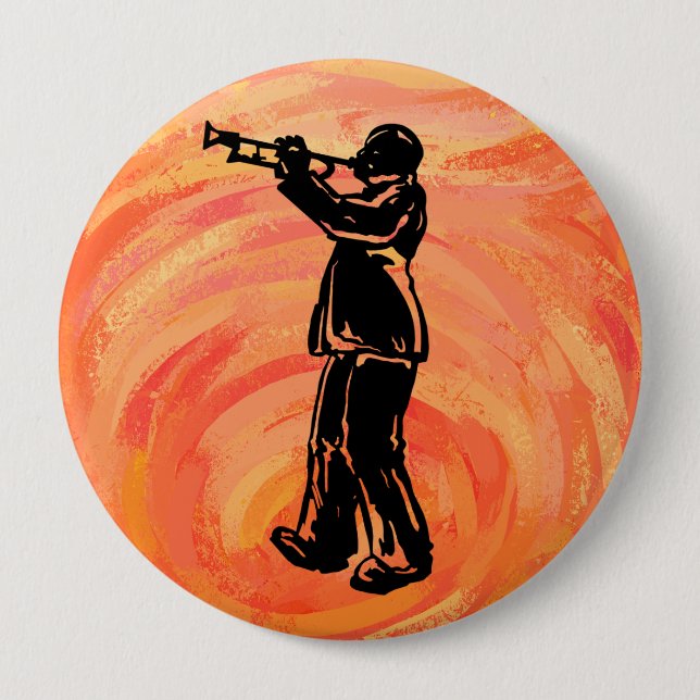 New York Boogie Nights Trumpet Orange 10 Cm Round Badge (Front)