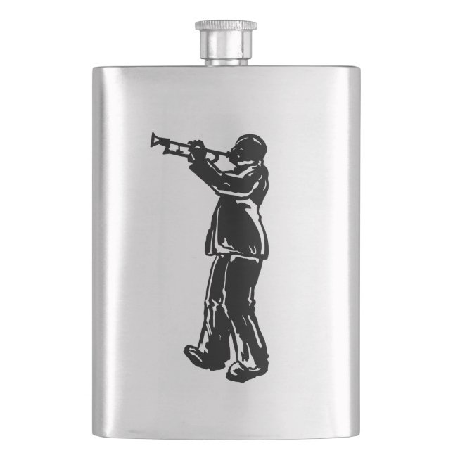 New York Boogie Nights Trumpet Orange Hip Flask (Front)