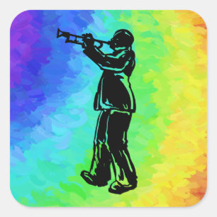 New York Boogie Nights Trumpet Rainbow Square Sticker
