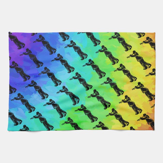 New York Boogie Nights Trumpet Rainbow Tea Towel (Horizontal)