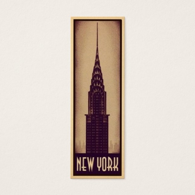 New York Bookmark Card with Skyscraper Silhouette (Front)