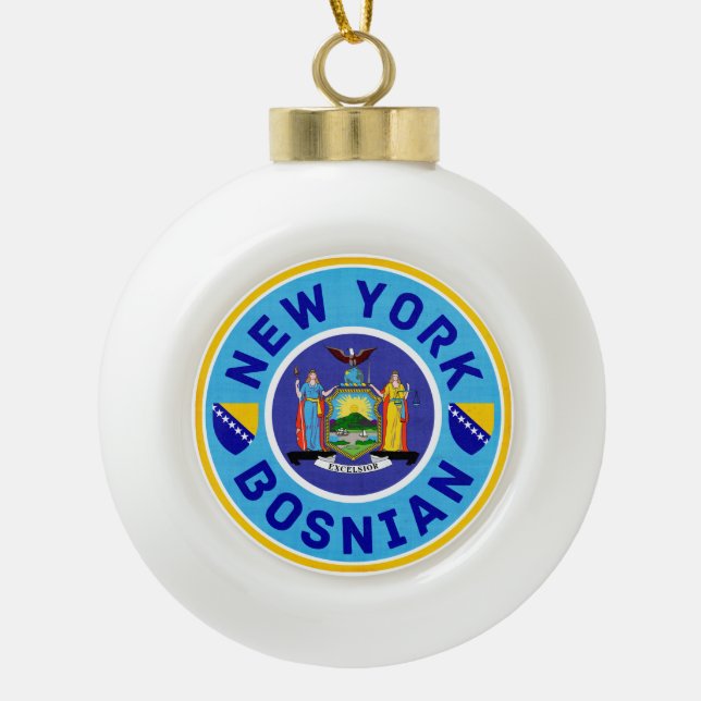 New York Bosnian American Christmas Ornament (Front)