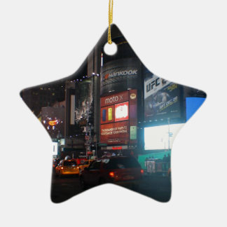 New York Broadway at night Ceramic Ornament
