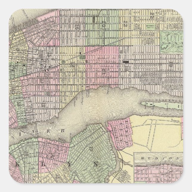 New York, Brooklyn 2 Square Sticker (Front)