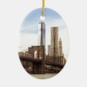 New York Brooklyn bridge Ceramic Tree Decoration