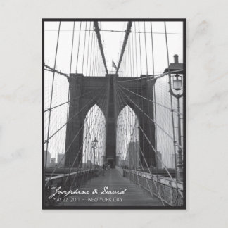 New York Brooklyn Bridge Save the Date Announcement Postcard