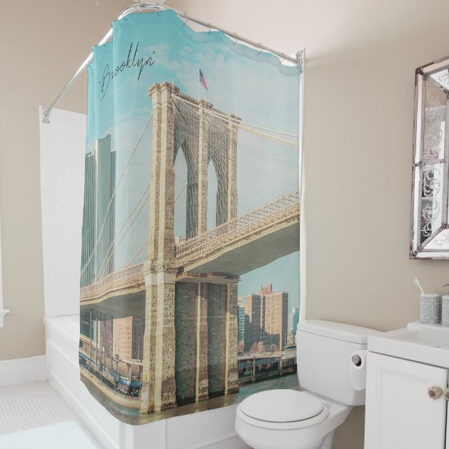 New York Brooklyn Bridge Shower Curtain (Brooklyn Bridge Shower Curtain)