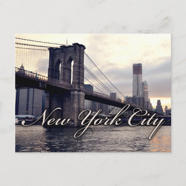 New York Brooklyn Bridge Sunset Postcard (Front)