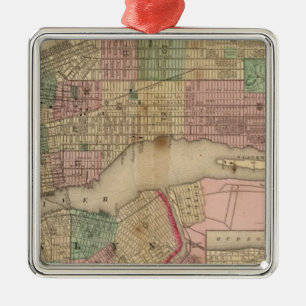 New York, Brooklyn Map by Mitchell Metal Tree Decoration